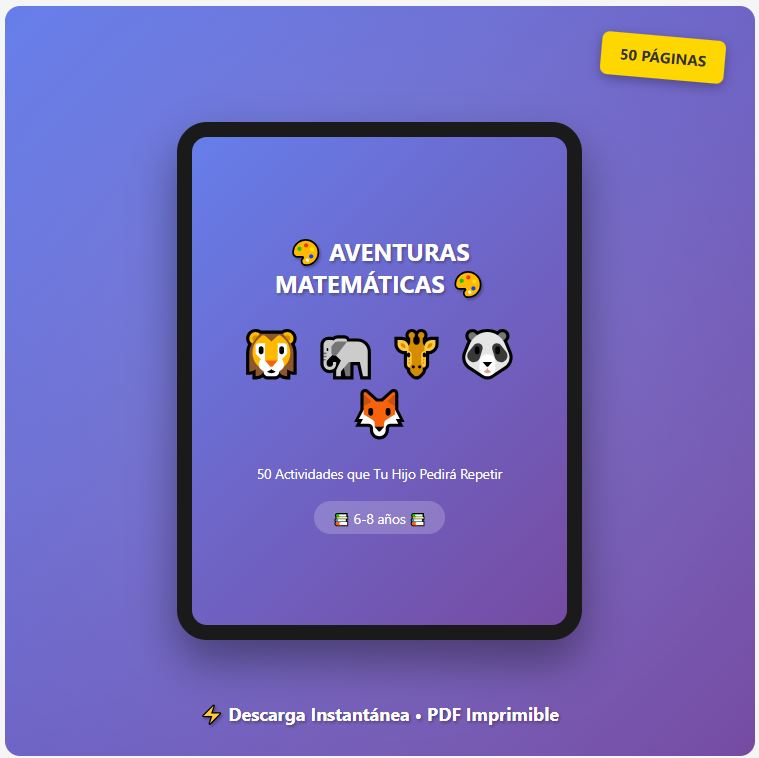 Aventuras Matemáticas: 50 Actividades que Tu Hijo Pedirá Repetir (6-8 años)